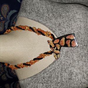 Handmade giraffe beaded necklace 20"